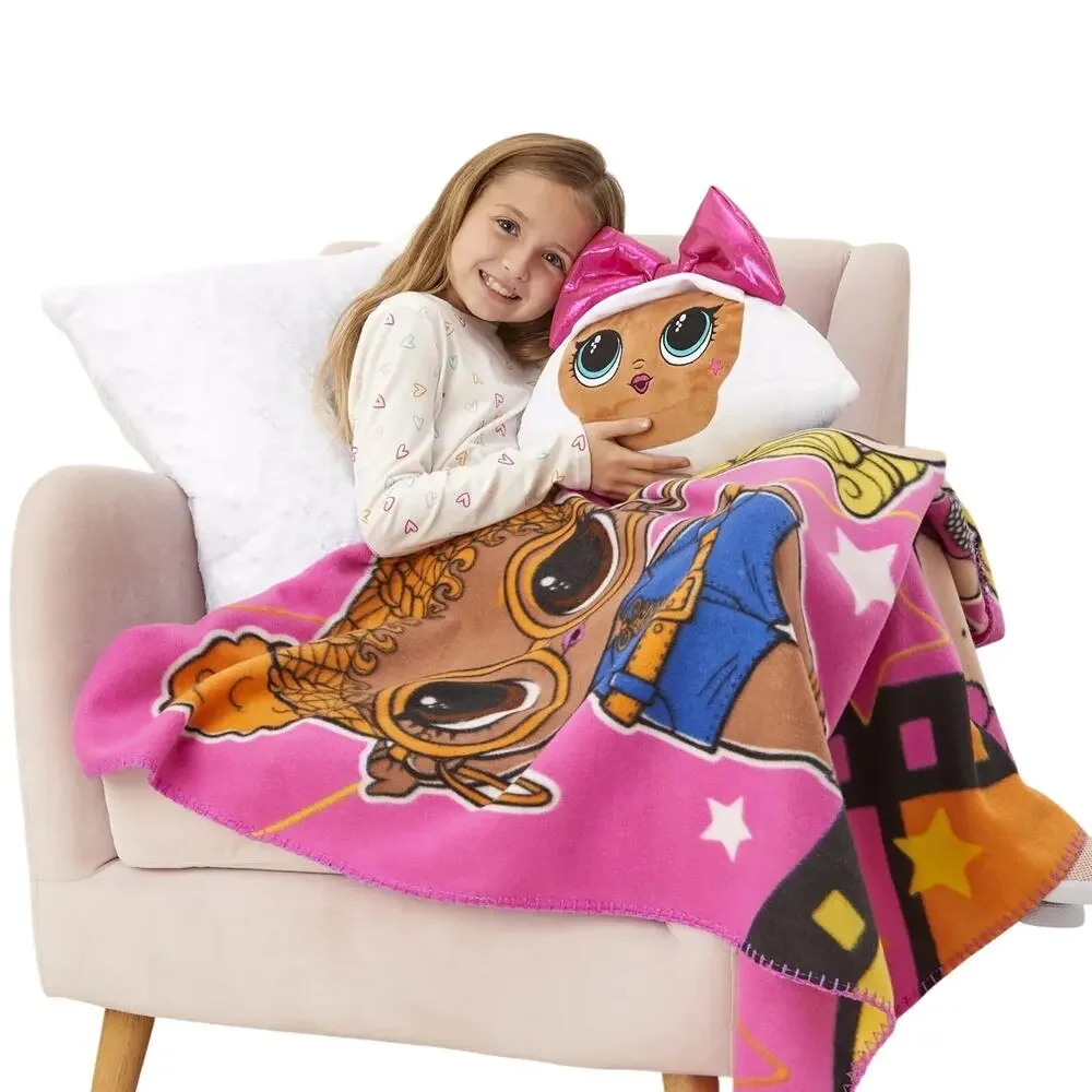 LOL Surprise Fleece Throw Blanket and Diva Hugger Pillow Set